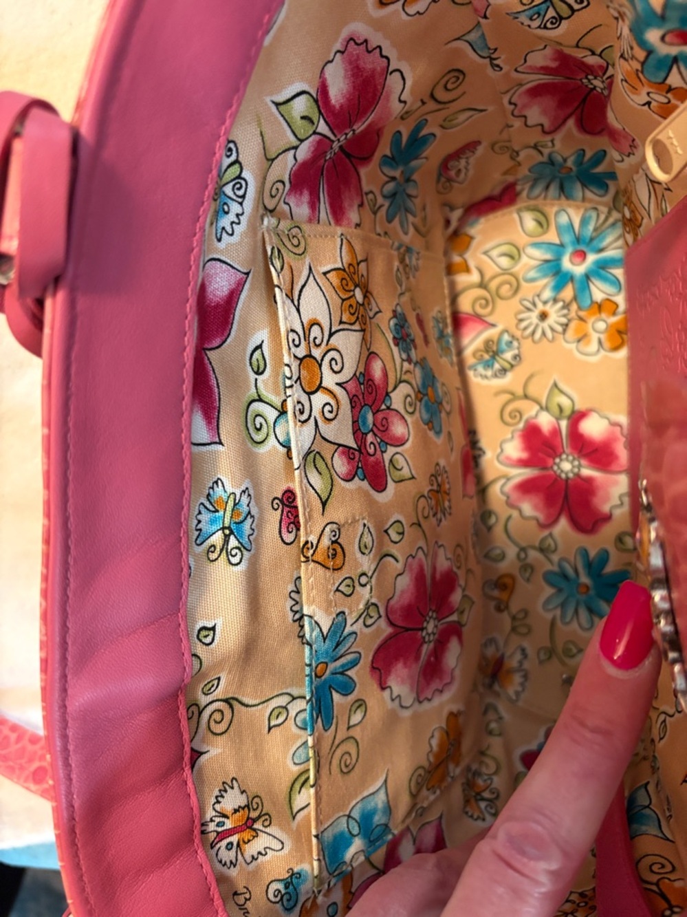 Brighton Pink Trim Woven Tote with Butterfly Charm - Picture 9 of 12